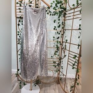 ❤Love The Label. Rhinestone Maxi Skirt with front side split